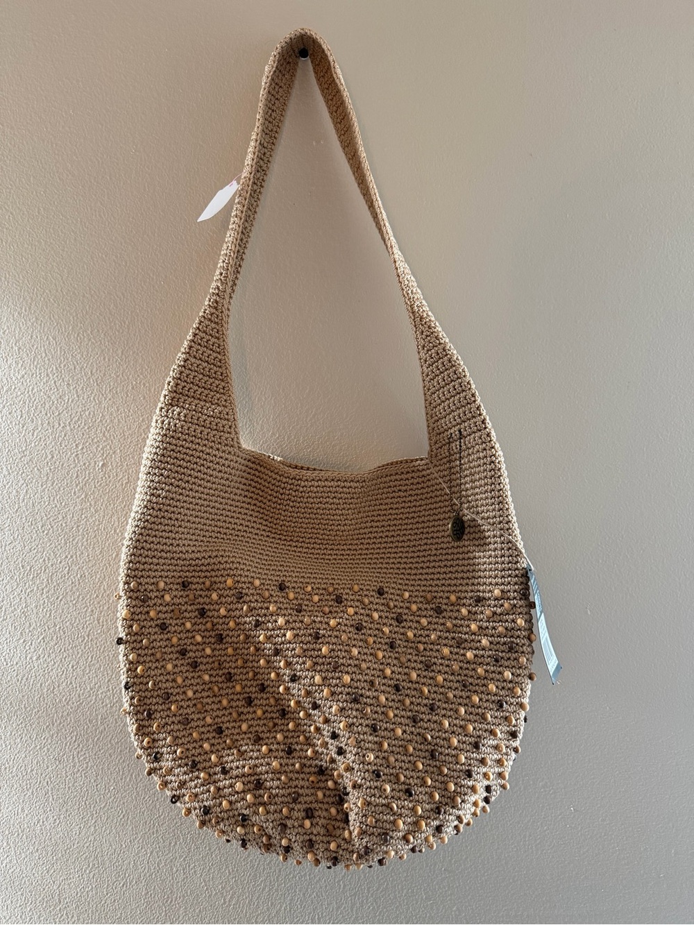 The Sak Tan Woven Beaded Shoulder Hobo